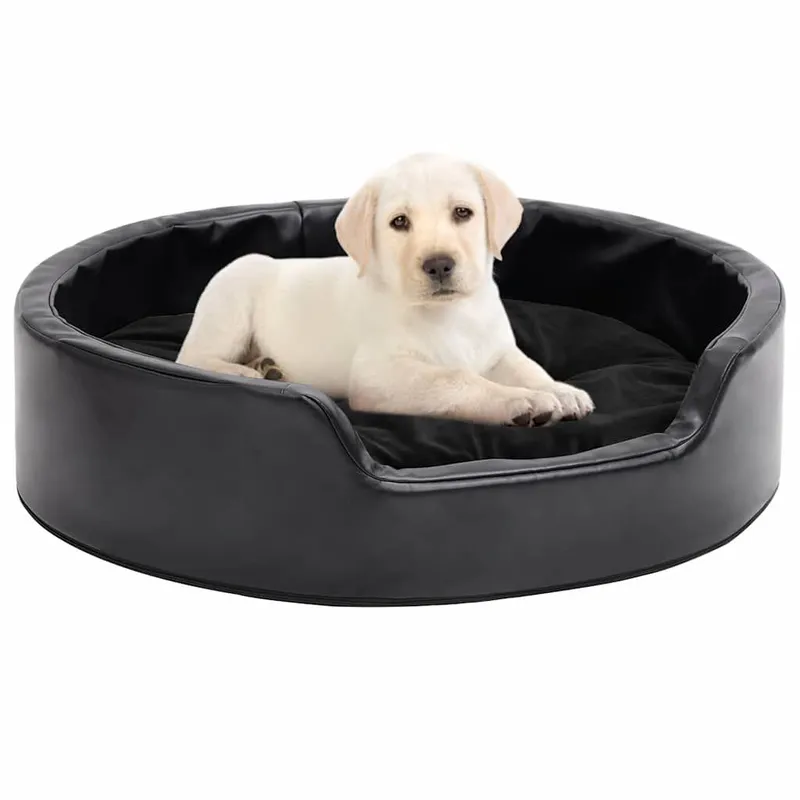Hundebett Schwarz 69x59x19 cm Plüsch und Kunstleder