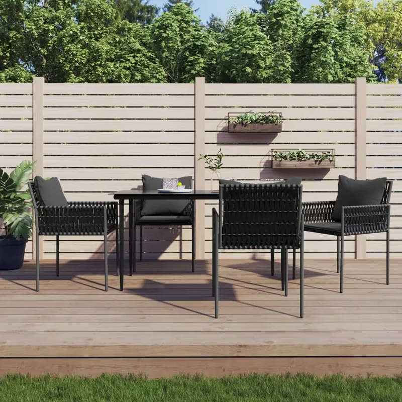 Gartenstühle mit Kissen 4 Stk. nero 54x61x83 cm Poly Rattan