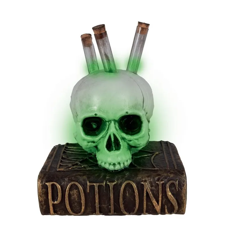 Totenkopf mit Reagenzgläsern