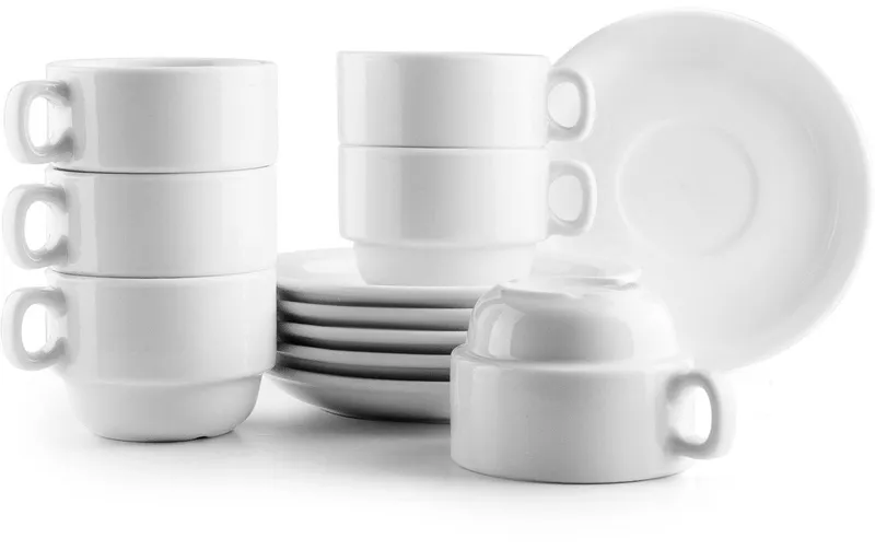 Ibili Tassen + Unterteller-Set 170 ml, 6 pieces, white