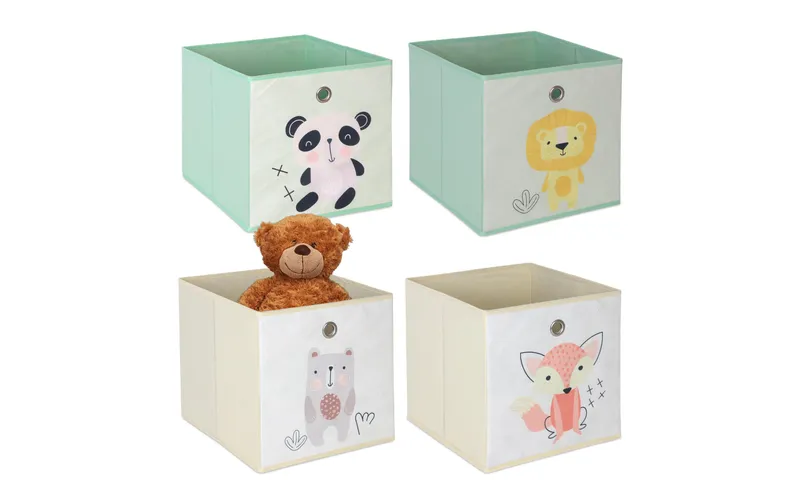 relaxdays Spielzeugbox Tiere 4 pièces