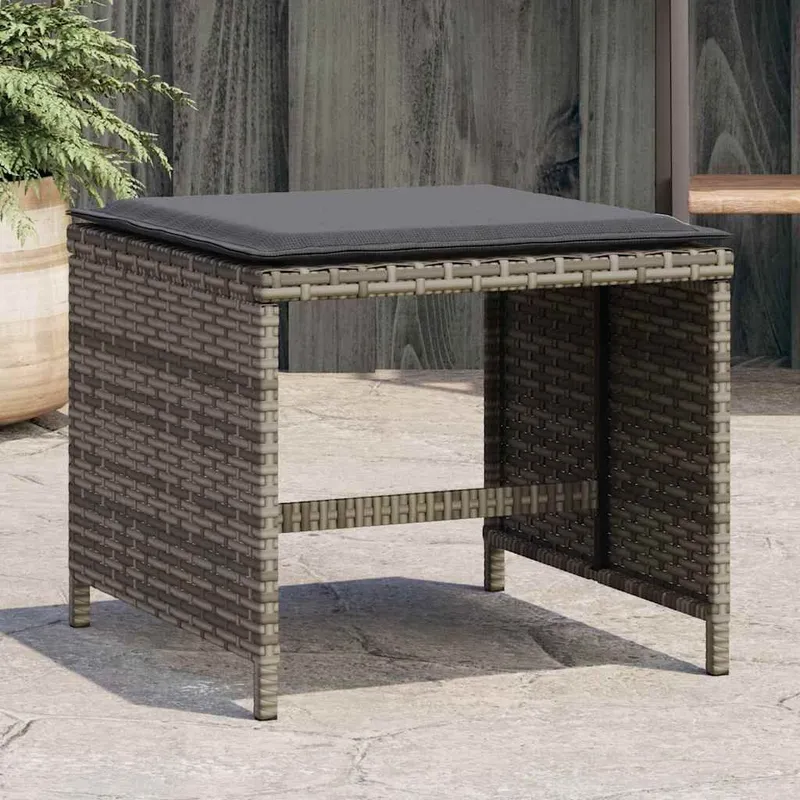 Gartenhocker mit Kissen 4 Stk. grigio 41x41x36 cm Poly Rattan
