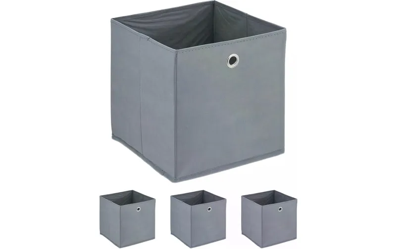 relaxdays Aufbewahrungsbox 4er Set grey