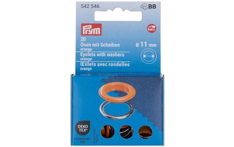 Prym Ösen mit Scheiben 20 pezzi, Orange-Silber