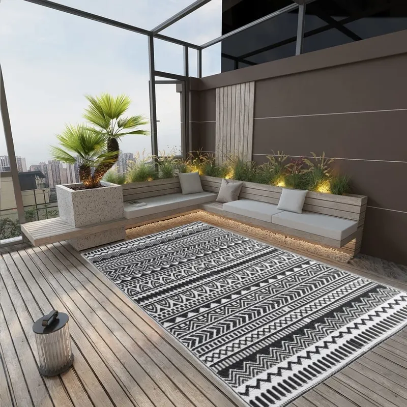 Outdoor-Teppich ARAKIL Schwarz 190x290 cm PP