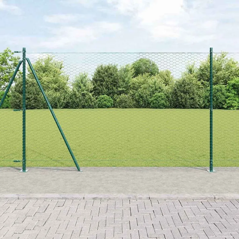 Sechseckzaun mit Betonsockel 50 x 1,4 m PVC-beschichteter Stahl