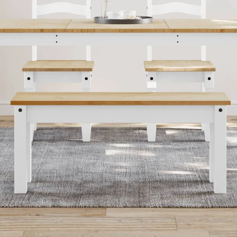 Essbank PANAMA white 105x30x45 cm solid pine wood