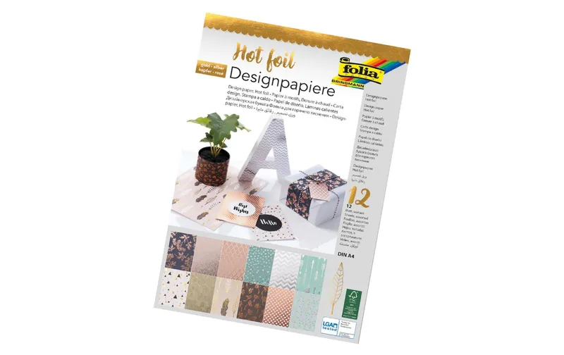 Folia Designpapier Hot foil Mint/white/Silber/Gold