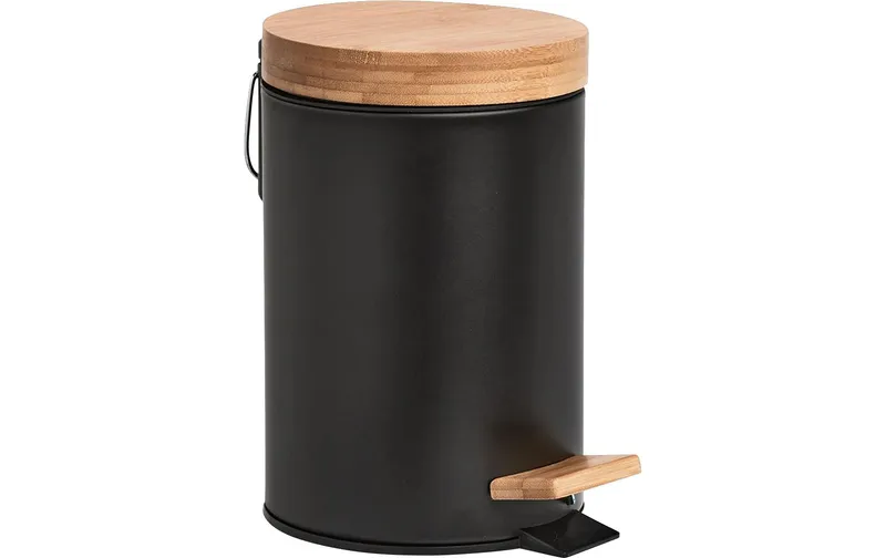 Zeller Present Treteimer Bamboo 3 Liter, black / brown