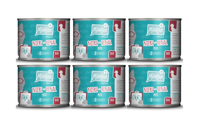 Mjamjam VetCat Nassfutter Niere-Renal Pute, 6 x 200g