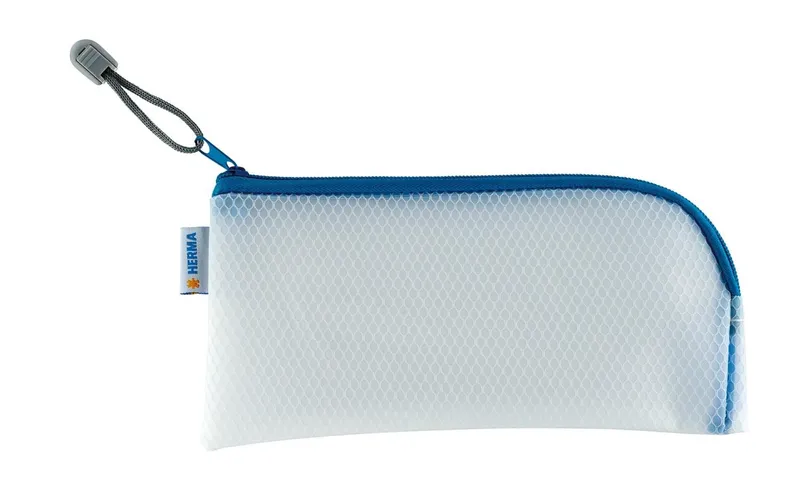 HERMA Etui Mesh Bag 23 x 11 cm, Blau/Weiss