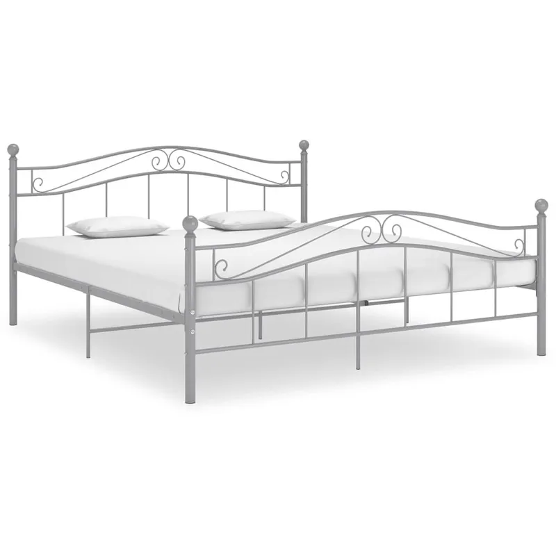 Bett grigio Metall 140x200 cm