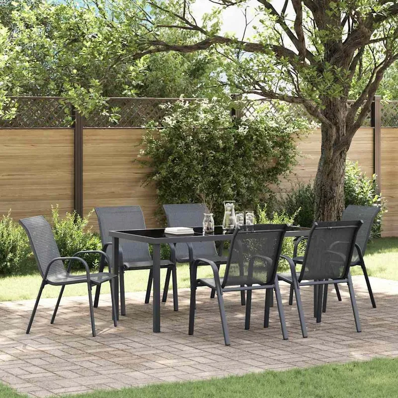 Stapelbare Gartenstühle 6 Stk. Grau Textilene