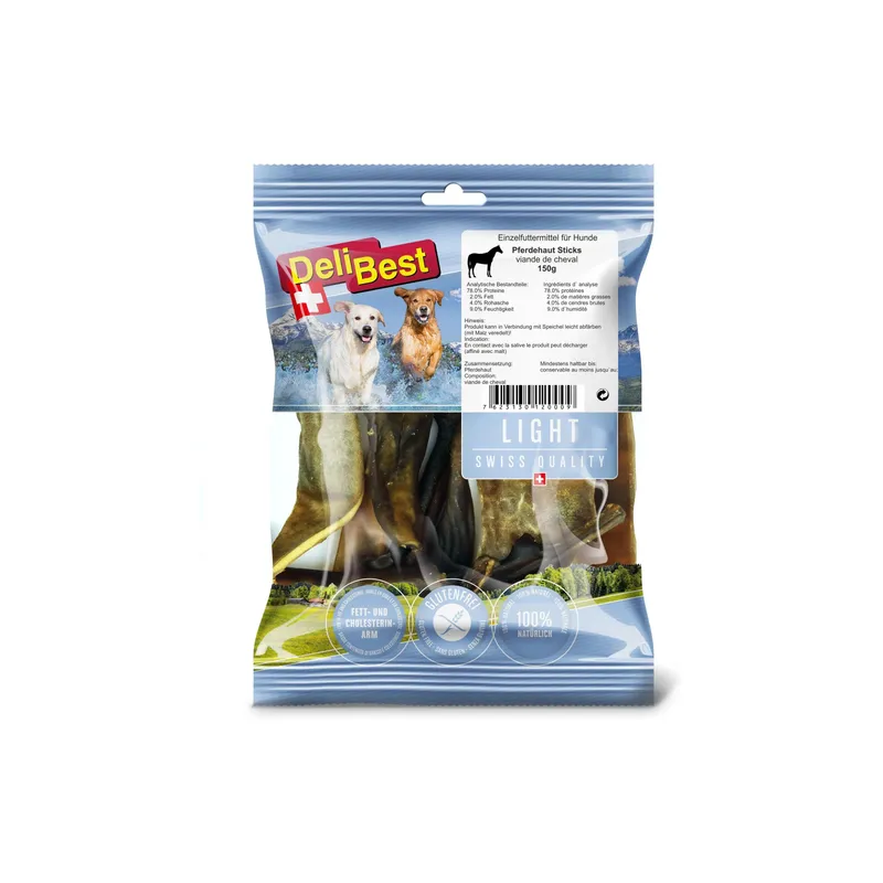 DeliBest Kausnack Light Pferdehaut 150 g