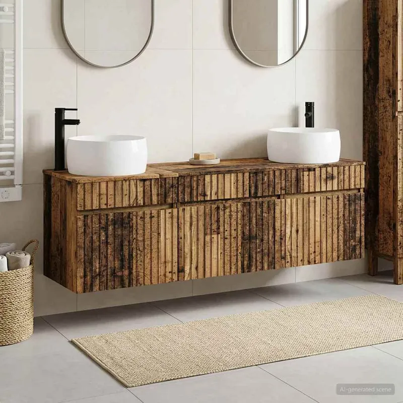 Badezimmerschrank-Set 3 stk. Altholz 49 x 44,5 x 66 cm