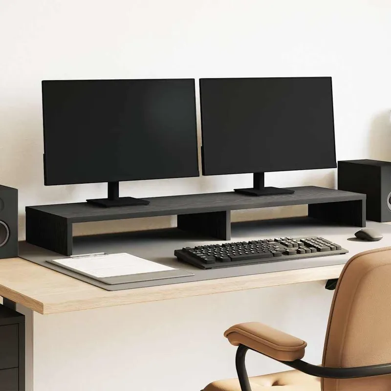 Monitorständer nero Eichen-Optik 100x27x10 cm derivato del legno