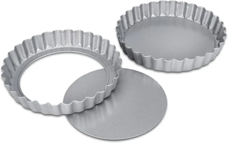 Städter Tarte-Backform avec Hebeboden argent, 12 x 1.8 cm, 2 pièces