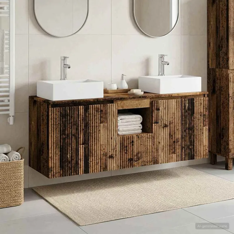 Badezimmerschrank-Set 3 stk. Altholz 49,5 x 41 x 62,5 cm