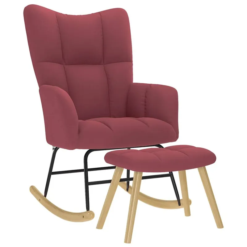 Schaukelstuhl mit Fußhocker Weinrot fabric
