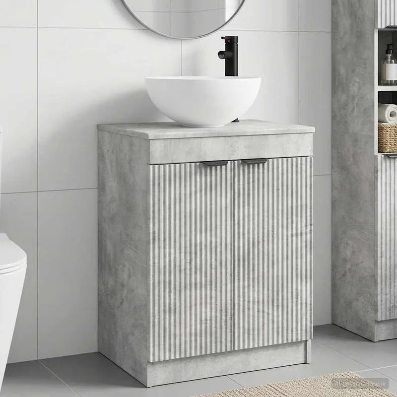 Badezimmermöbel-Set Betongrau Holzwerkstoff