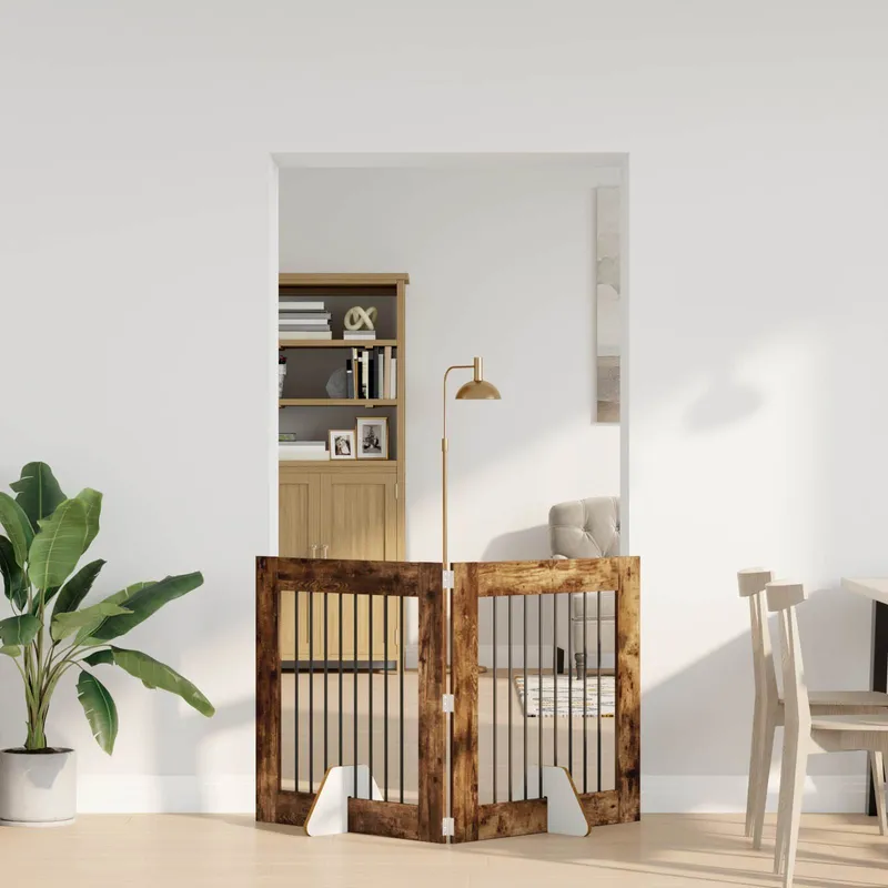 Klappbares Hundetor con Ständern 2 pz. rovere affumicato 160,5 cm