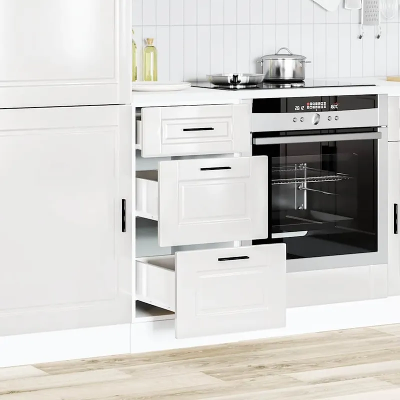 Meuble bas de cuisine « Porto » Bois d'ingénierie blanc brillant