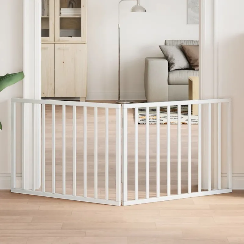 Barrière pour chien pliable à 2 panneaux Blanc 160 cm Bois de peuplier
