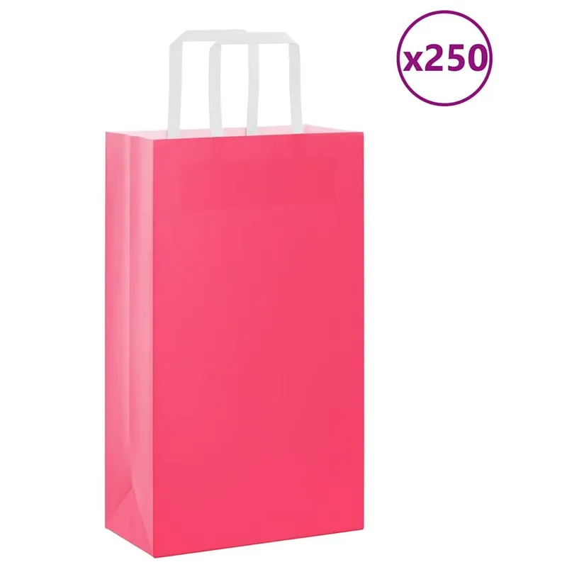 Papiertragetaschen 250 Stk. mit Henkeln Rosa 21x11x36 cm