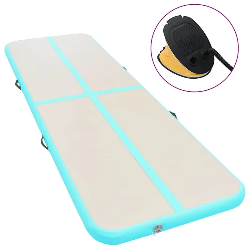 Tapis gonflable de gymnastique avec pompe 500x100x10cm PVC Vert