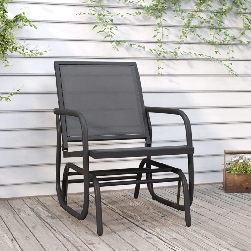 Chaise oscillante de jardin noir 61x76x87 cm textilène/acier