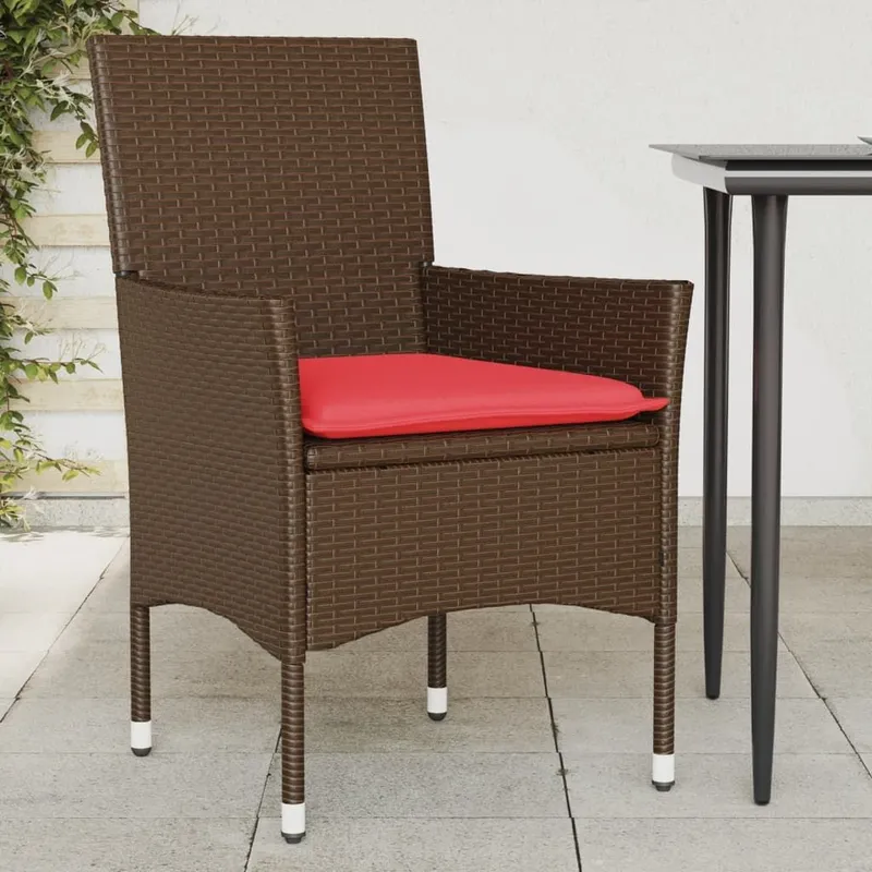 Gartenstühle mit Kissen 2 Stk. Braun Poly Rattan