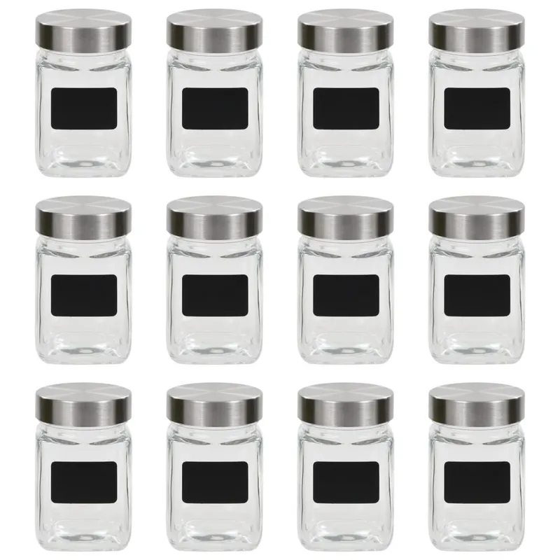 Pots de conservation avec autocollant 12 pcs 300 ml