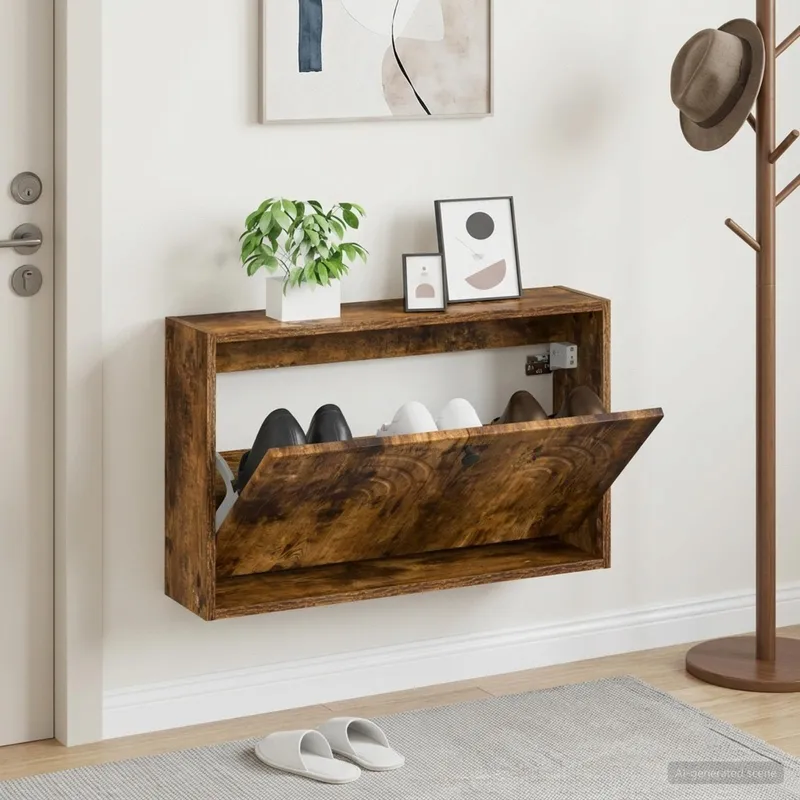 Wandmontierter Schuhschrank ALKMAAR 71 x 17 x 43 cm Raucheiche