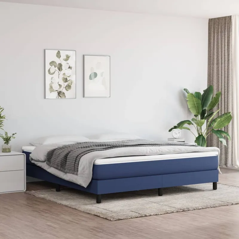 letto boxspringgestell blu 160x200 cm tessuto