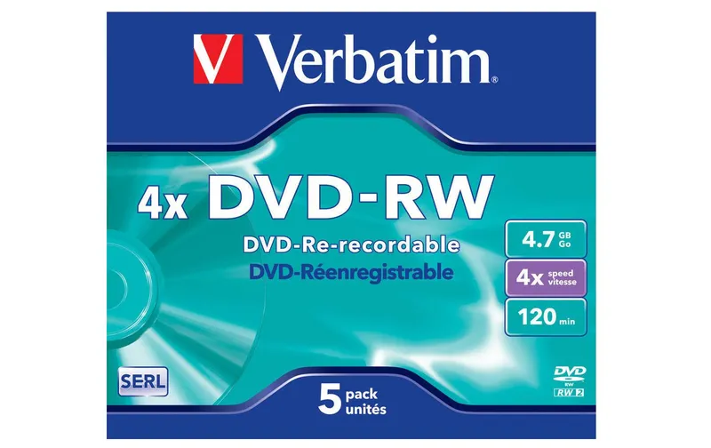 Verbatim DVD-RW 43285 4.7 GB, Jewelcase (5 pièces)