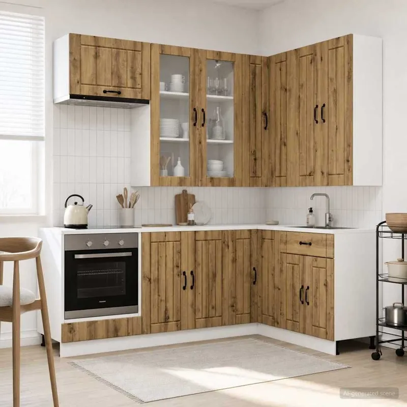 Unité de cuisine LUCCA 8 pc Chêne artisanal Bois d'ingénierie