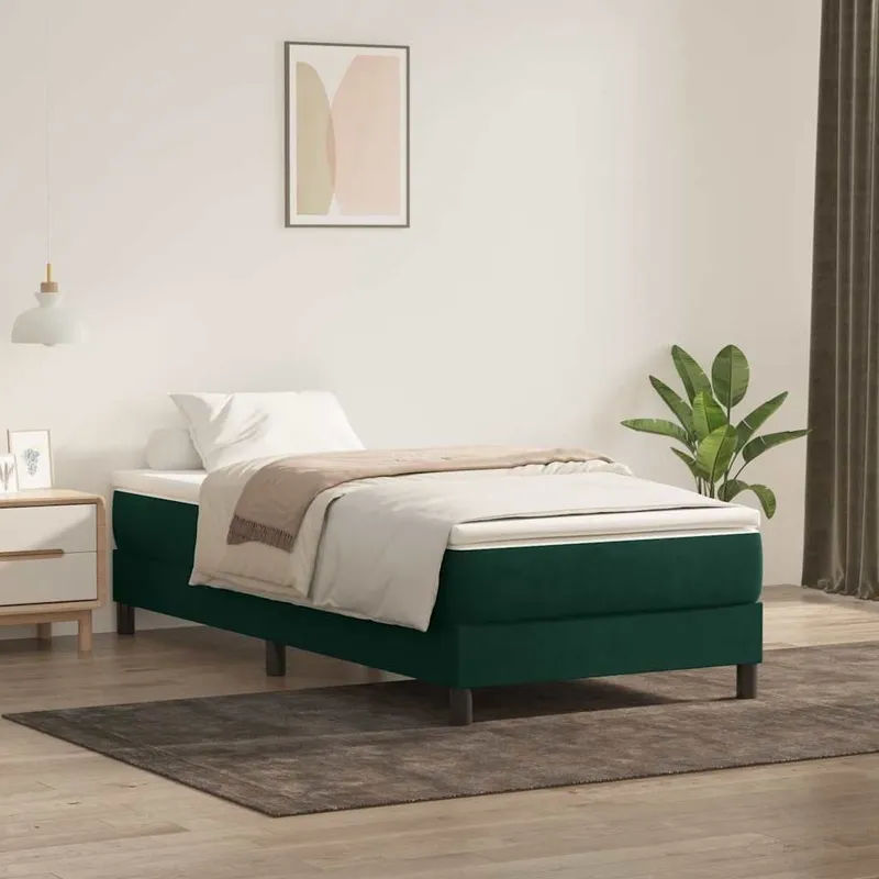 letto boxspring senza materasso verde scuro 80x220 cm velluto