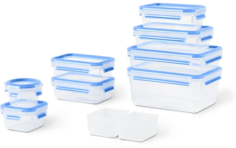 Emsa Vorratsbehälter Clip & Close Eco 9-teilig, bleu/transparent