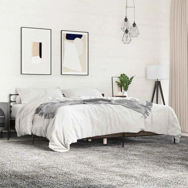 Bettgestell marrone Eichen-Optik 200x200 cm derivato del legno Metall