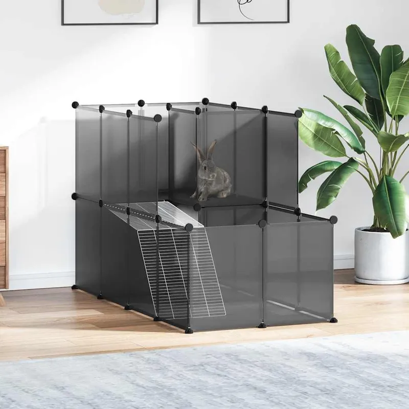 Kleintierkäfig nero 142x74x93 cm PP e acciaio