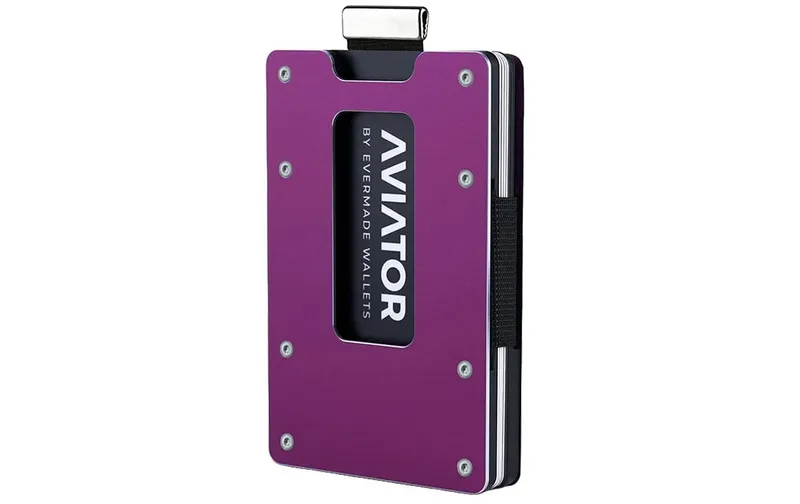 AVIATOR Wallet SLIDE Metal cash clip purple berry
