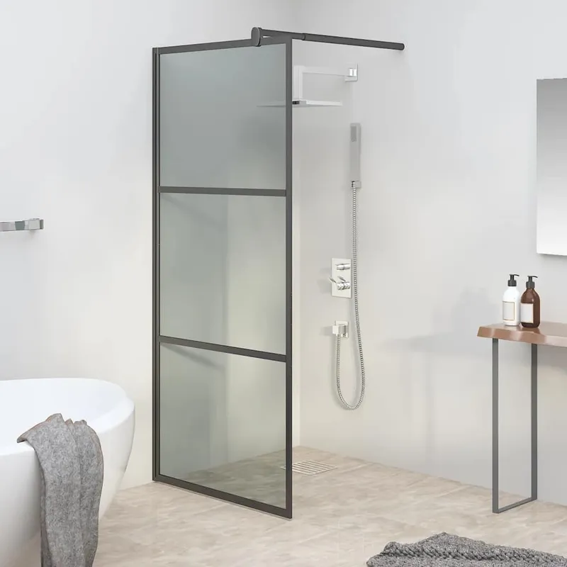 Duschwand for Walk-In Dusche 90x195 cm Dunkel ESG glass black
