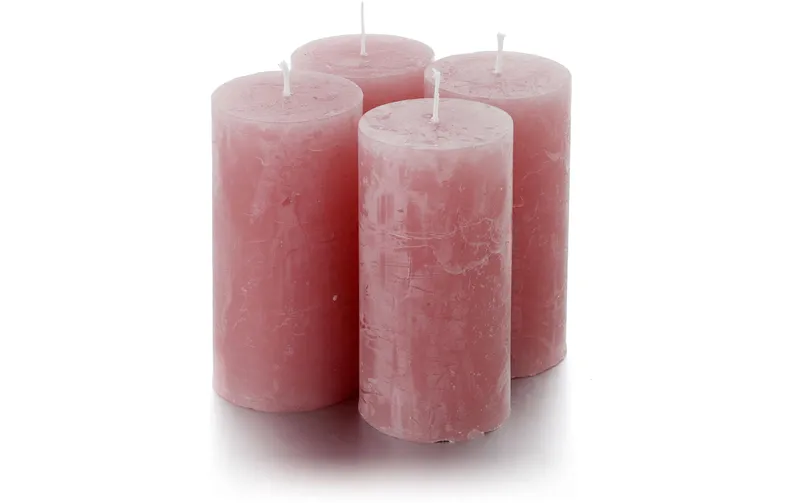 balthasar Zylinderkerze Rustico Rosa, 4 pièces