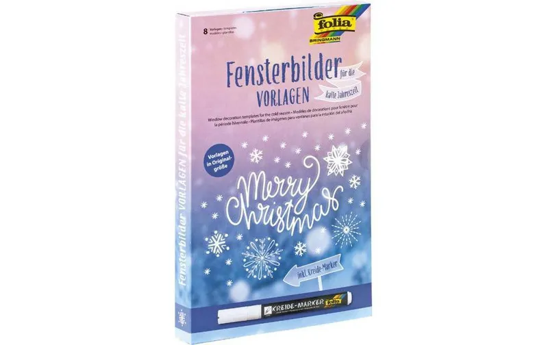 Folia Fensterbild Merry Christmas Vorlage et Kreidemarker