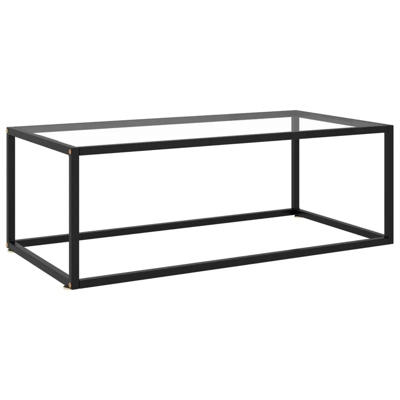 Couchtisch nero mit Hartglas 100x50x35 cm