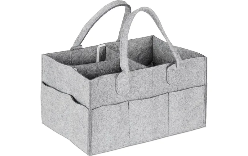 relaxdays Pflegekörbchen Windel Caddy Filz grey