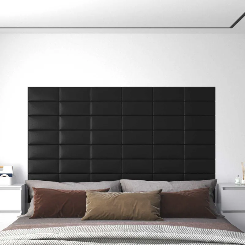 Tête de lit murale 12 pc 30 x 15 cm Noir tissu