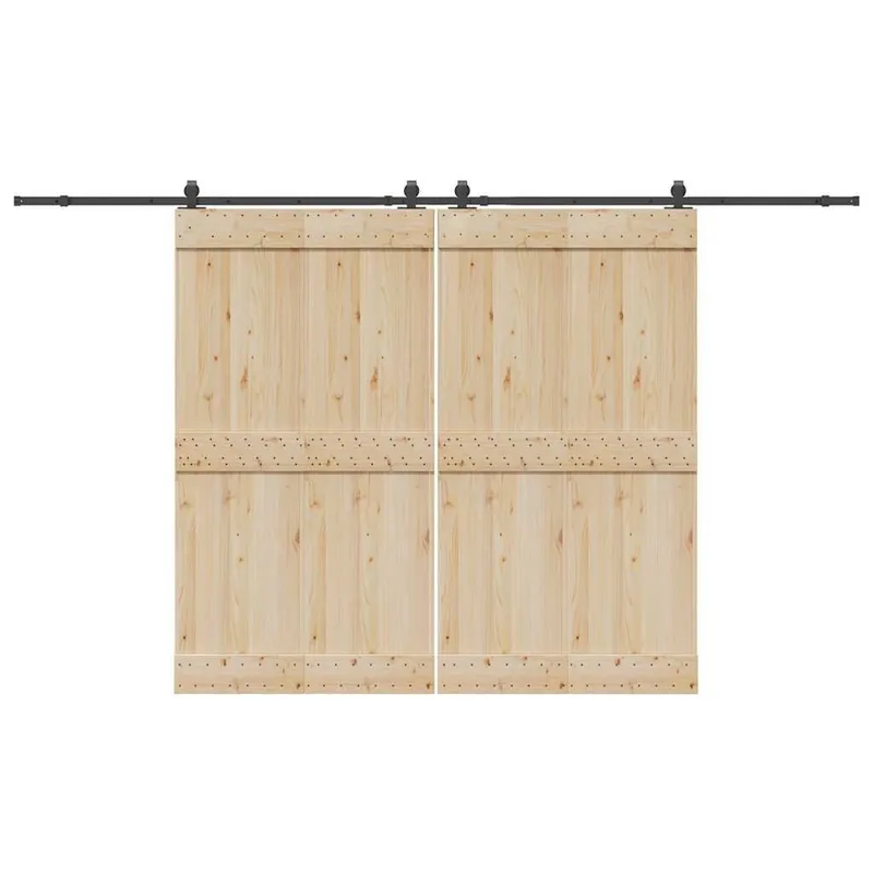 Kit de quincaillerie de porte coulissante 366 cm acier noir