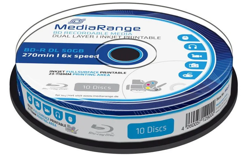 MediaRange BD-R 50 GB, Spindel (10 pièces)