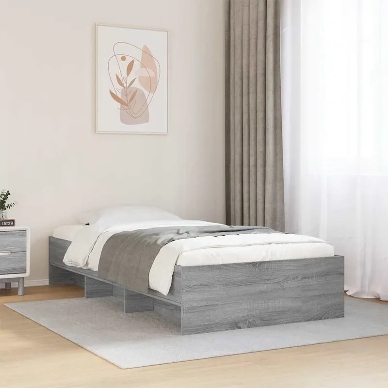 Bettgestell grigio Sonoma 100x200 cm derivato del legno